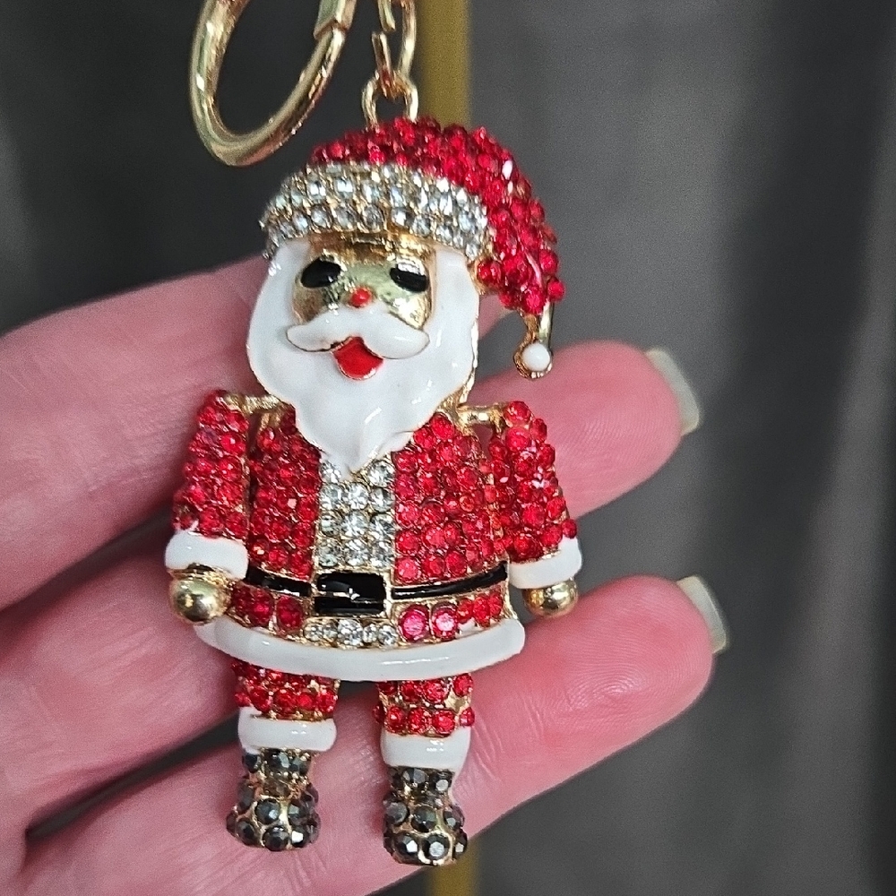 Festive Santa Keychain Bag Charm